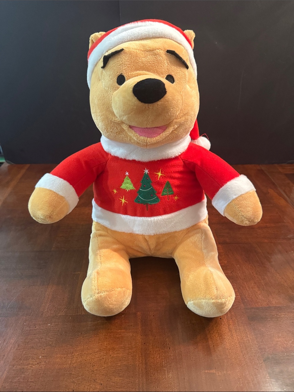 Disney Winnie the Pooh 16” Christmas sweater bear with Santa hat